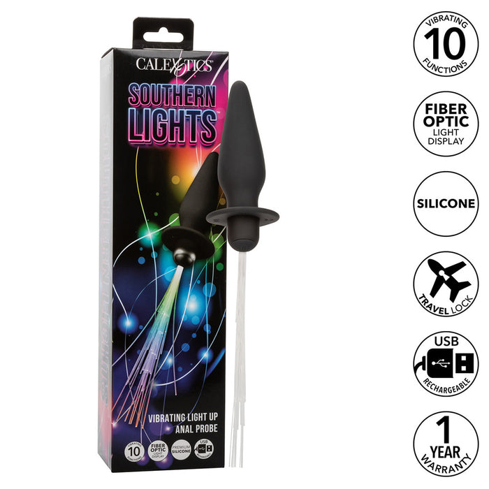 CalExotics SE-2655-05-3 Southern Lights Vibrating Light Up Anal Probe Black