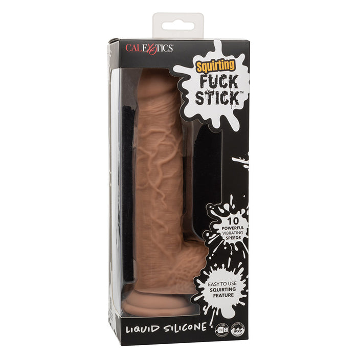 CalExotics  SE-0257-30-3 Squirting Fuck Stick Vibrating Squirting Dildo Brown Package Front