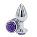 NS Novelties NSN-0965-25 Rear Assets Rose Aluminum Butt Plug Medium Purple Silver