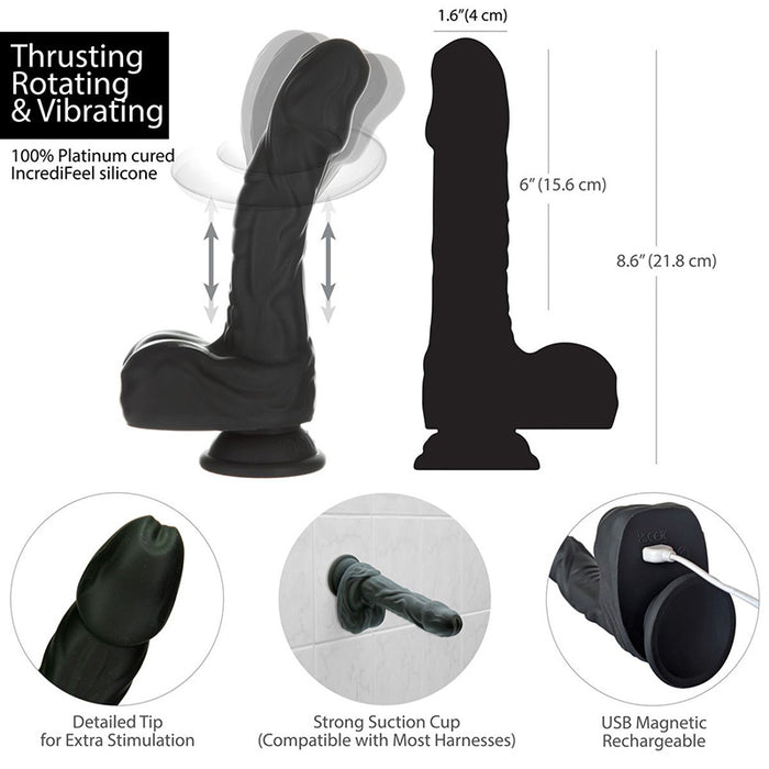 BMS Factory 88711 Naked Addiction Noir Remote Control 8.6" Rotating & Thrusting Vibrating Dong Black Features