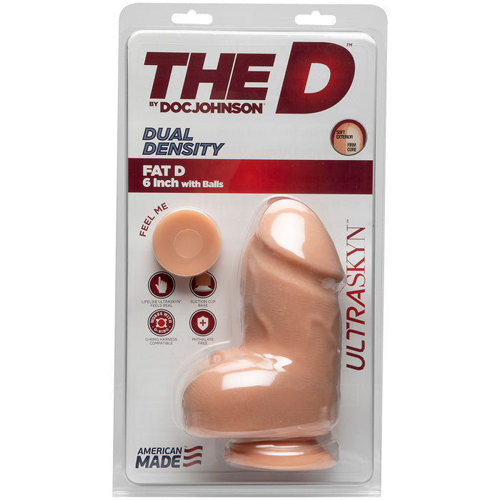 The D: Fat D 6 Inch Ultraskyn Realistic Dildo With Balls - Vanilla - Package