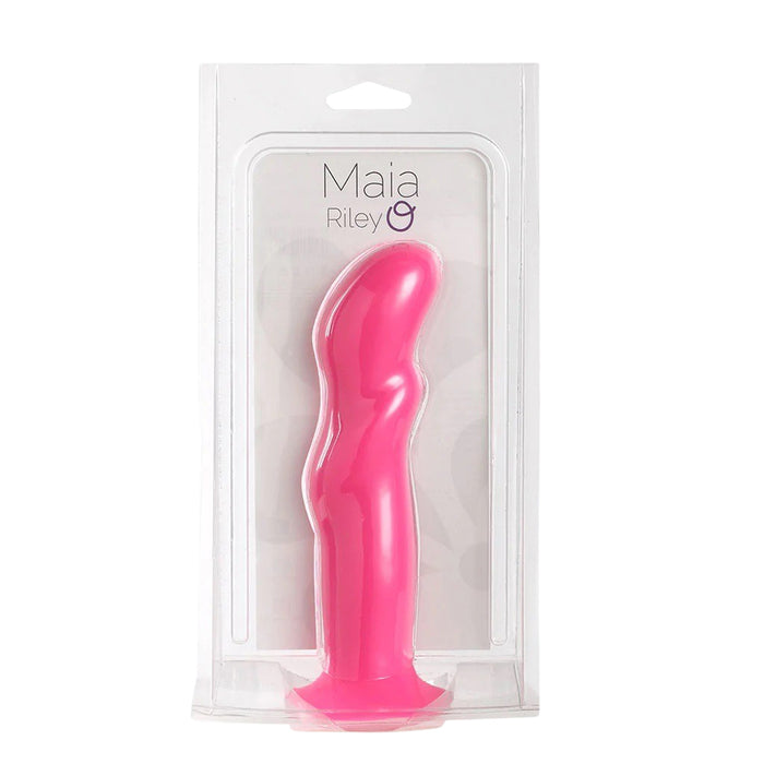 Riley 7.5 Inch Pink Harness Compatible Silicone Dong with Suction Cup Base - Package