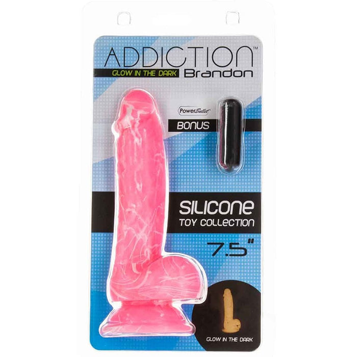 BMS 87516 Addiction Brandon Pink Glow In The Dark Dildo Package Front