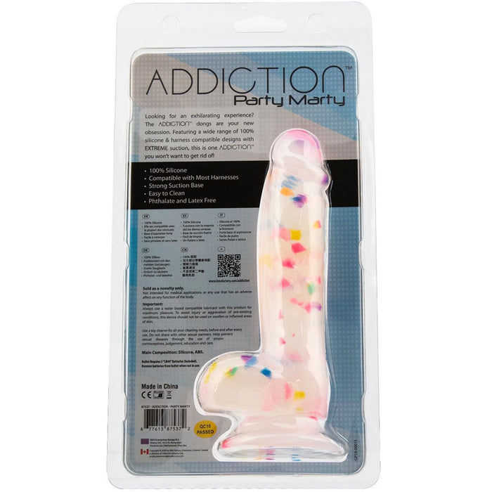 Addiction Party Marty Silicone Confetti Dildo - Package Back