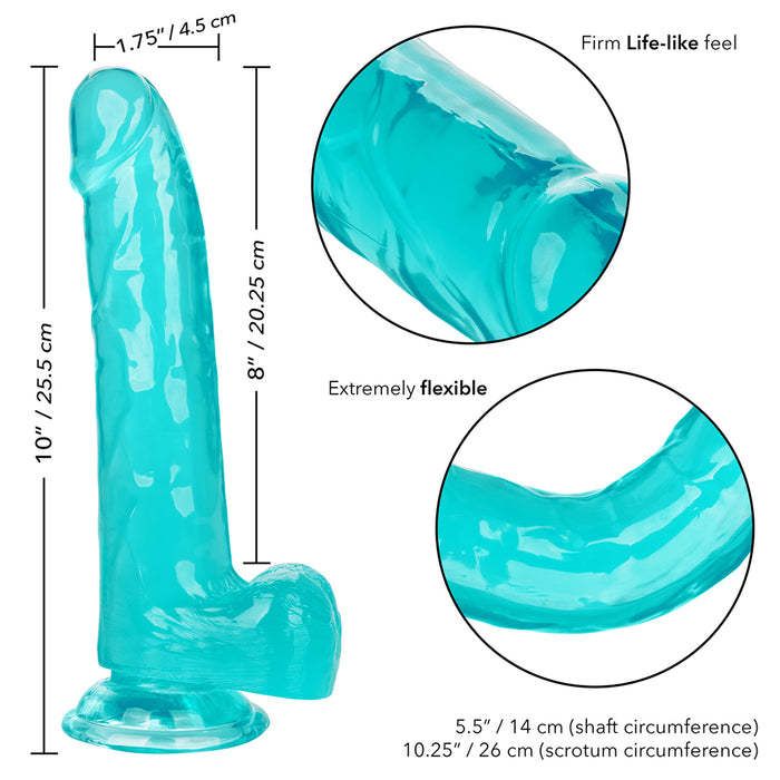 Size Queen Realistic 8 Inch Harness Compatible Dildo - Teal Blue - Features