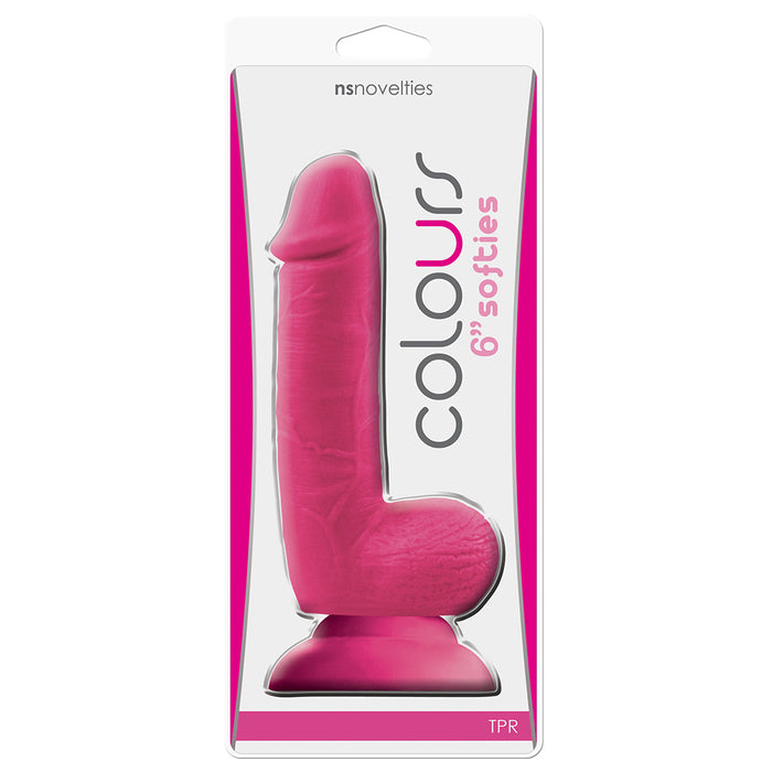 Colours Softies Realistic 6 Inch Dildo with Suction Cup - Pink - Package