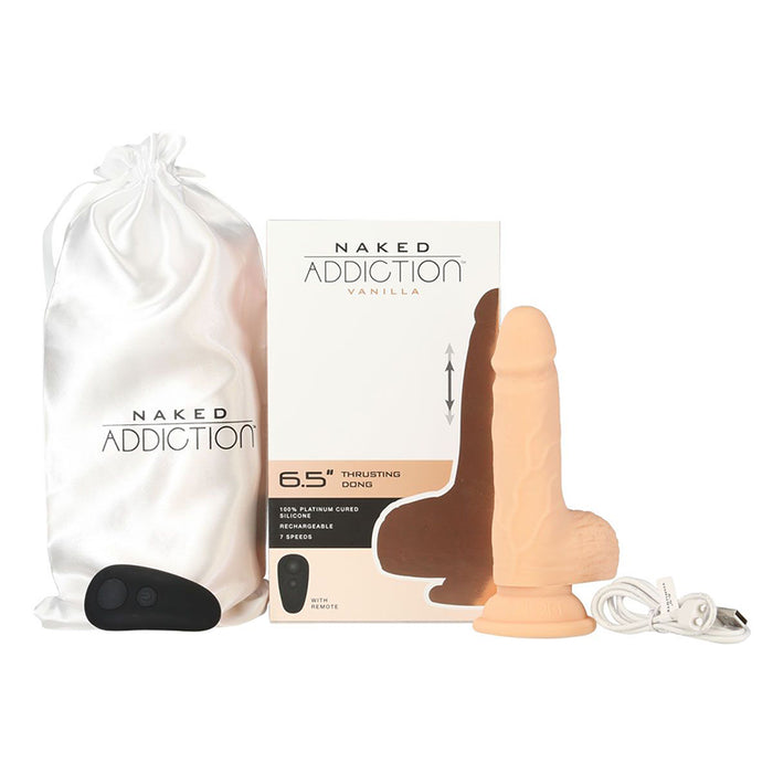 BMS Factory 88625 Naked Addiction 6.5 Inch Thrusting Dildo Vanilla Packaging