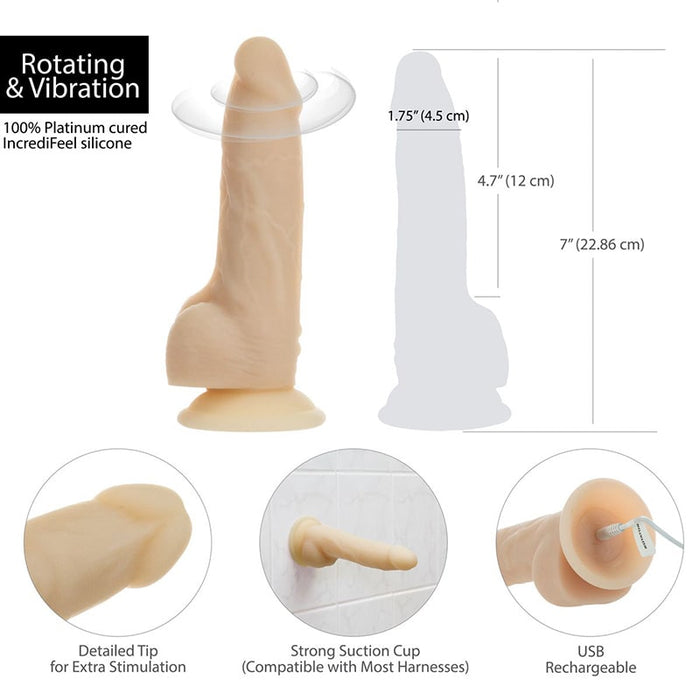 BMS Factory 88325 Naked Addiction Rotating Vibrating Dildo with Remote Control Features
