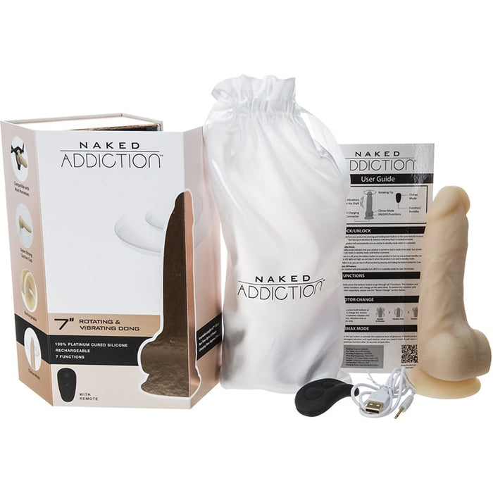 BMS Factory 88325 Naked Addiction Rotating Vibrating Dildo with Remote Control Package Contents