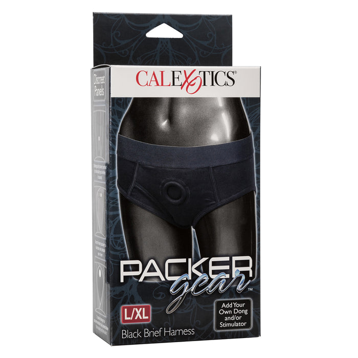 Packer Gear Black Brief Strap-On Harness - L/XL - Box Front