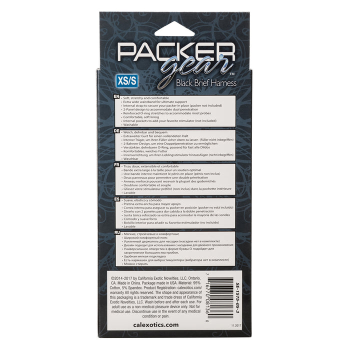 Packer Gear Black Brief Strap-On Harness - XS/S - Box Back