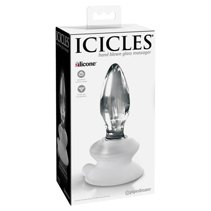 Pipedream PD2891-20 Icicles No. 91 Glass Butt Plug with Suction Cup Package