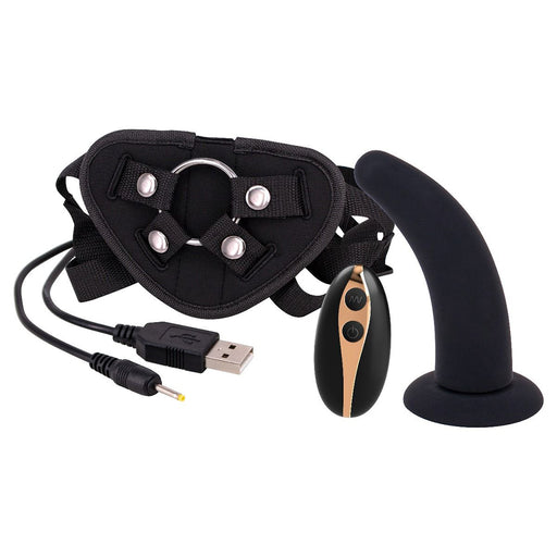 Remote Control 5 Inch Vibrating Dildo and Strap-On Harness