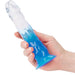 Two Tone 6 Inch Realistic Dildo with Suction Cup - Blue and Clear