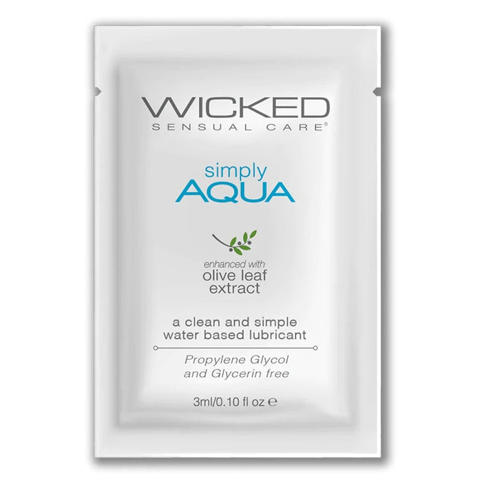 Wicked Simply Aqua Water-Based Lubricant Sample Foil Pack 3 ml 0.1 oz