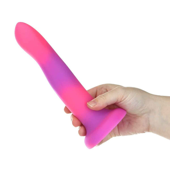 BMS 89616 Rave by Addiction 8 Inch Glow In The Dark Dildo - Pink Purple